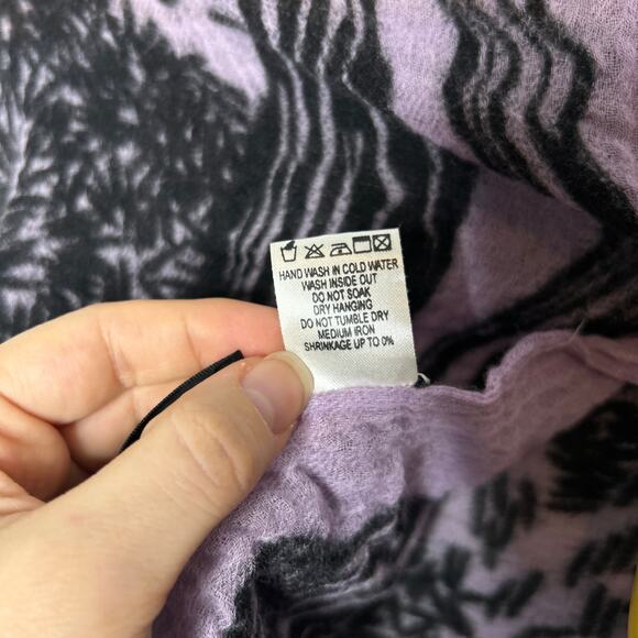 STINE GOYA Wool Scarf Malis Shawl Purple Black Abstract Winter Maximalist Wrap - Picture 6 of 6